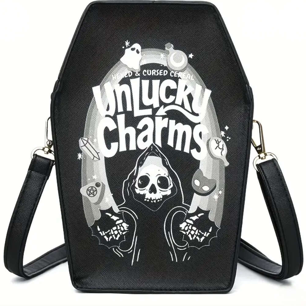 Unlucky Charms Coffin Black Crossbody Purse